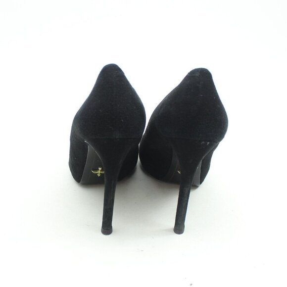 Pour la Victoire Womens Sz 8 Black Suede Vero Cuoio Leather Pumps Stiletto Heels - Picture 7 of 11